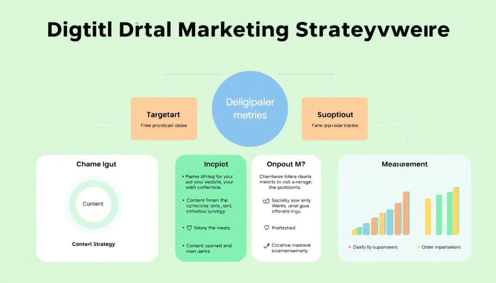 Generate an image of a digital marketing strategy framework template