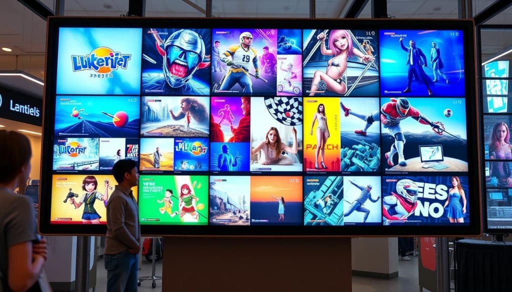 Generate an image of a digital signage screen displaying engaging content.