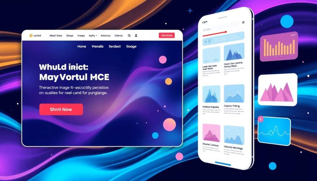 Generate an image of a dynamic web application with interactive elements