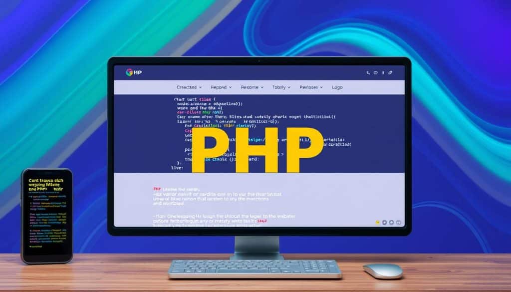 Generate an image of a dynamic website built with PHP, showcasing its server-side scripting capabilities.