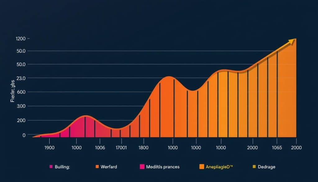 Generate an image of a graph showing rising trends and emerging topics.