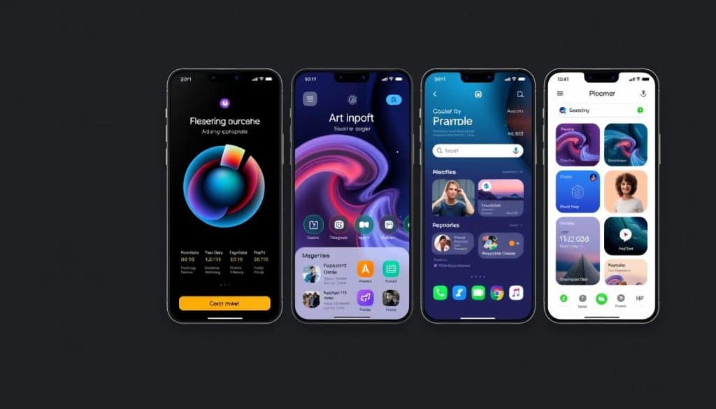 Generate an image of a mobile app design concept that works seamlessly across iOS, Android, and other platforms.