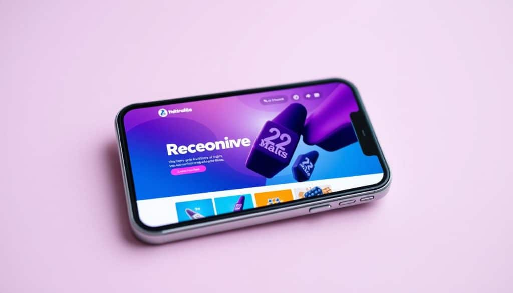Generate an image of a mobile device with a responsive website design