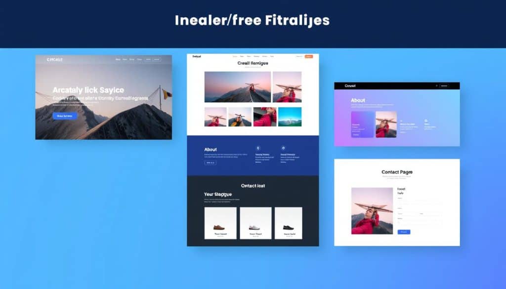 Generate an image of a multi-purpose website template with various layout options.