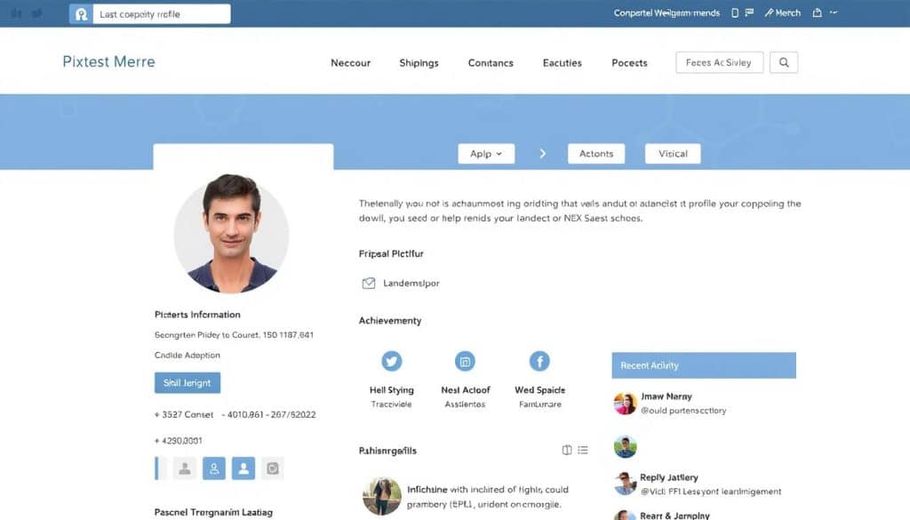 Generate an image of a professional profile page on a business website.