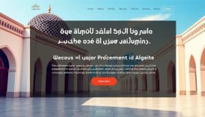 Generate an image of a professional website launch graphic for a Qatar-based business, incorporating local cultural elements.