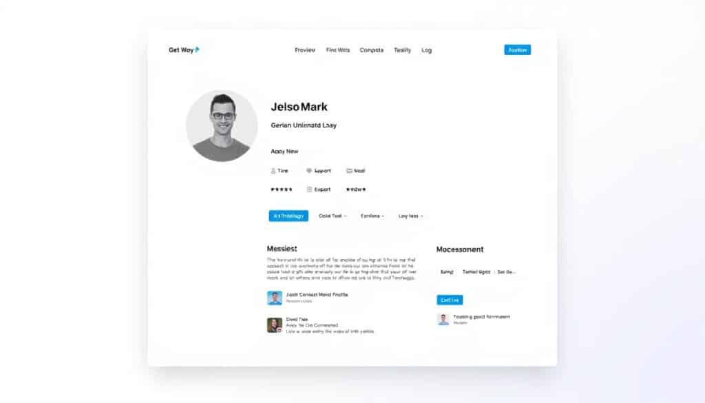 Generate an image of a profile page website with a clean and modern design.