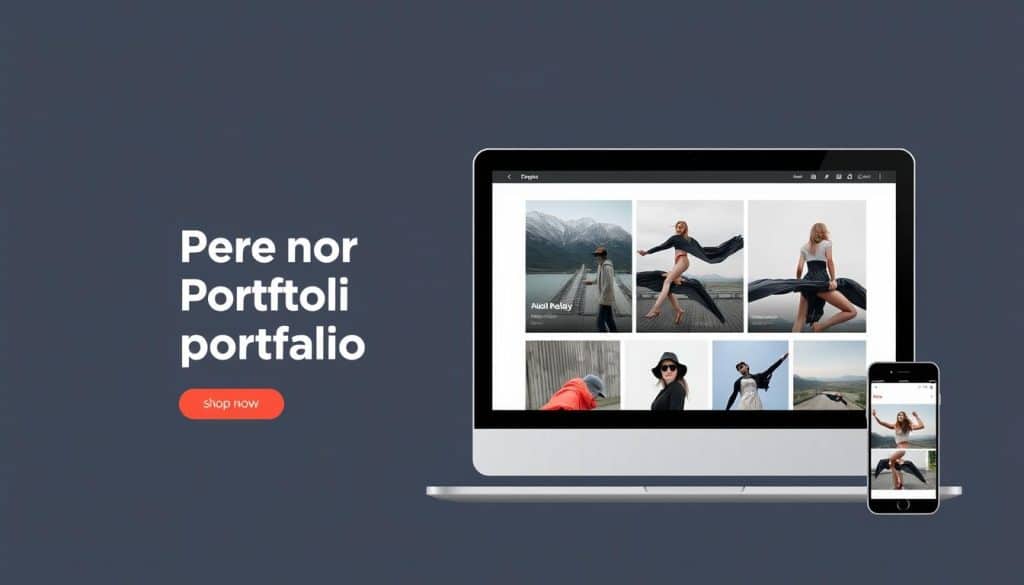 Generate an image of a responsive personal portfolio website with a modern design.