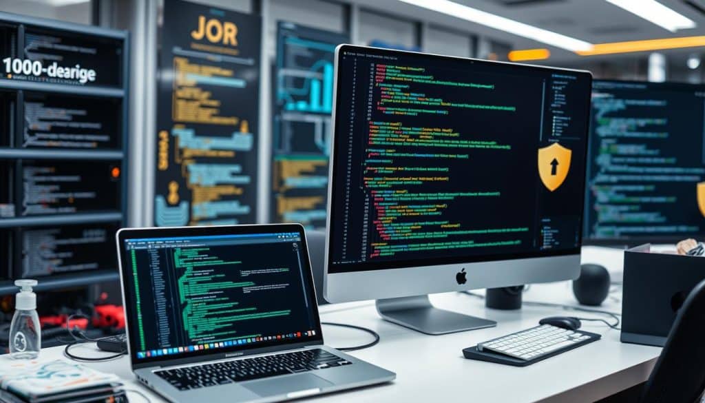 Generate an image of a robust, secure Java web development environment.