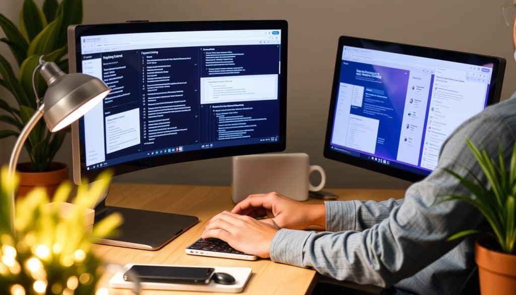 Generate an image of a sales professional using Lavender on their computer to enhance email outreach.