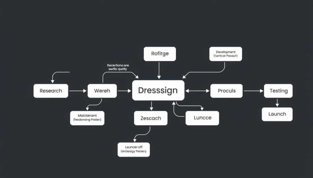 Generate an image of a web design process flowchart