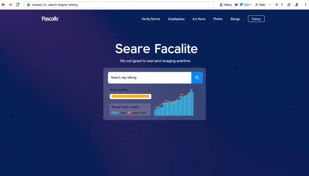Generate an image of a well-designed website with a prominent search engine ranking
