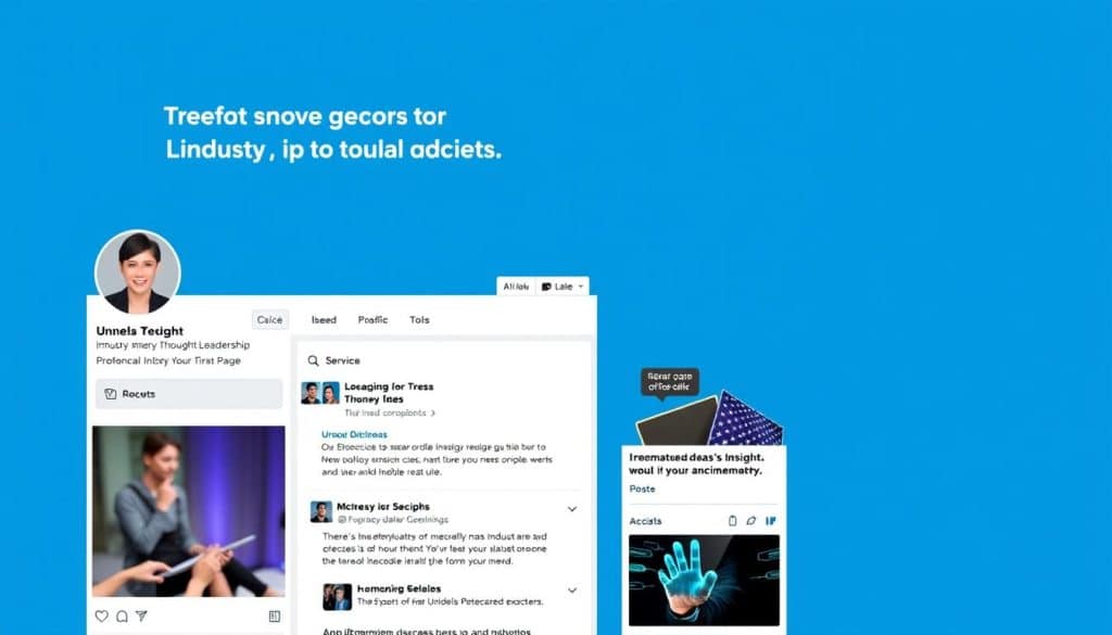 Generate an image of a well-managed LinkedIn page showcasing industry thought leadership.