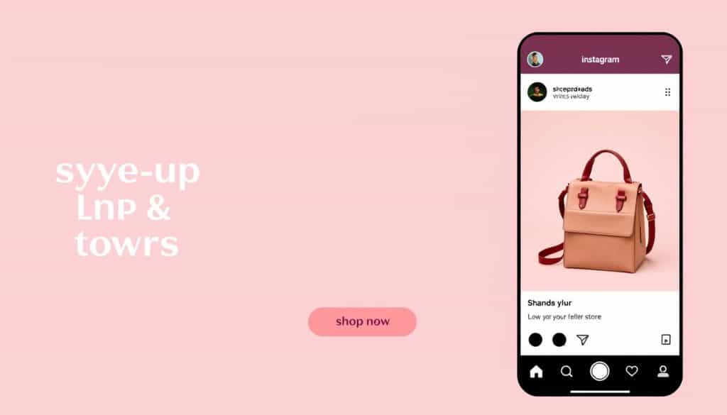 Generate an image of an Instagram Story with a "swipe-up" link to a brand's website, showcasing a product with a "shop now" tag.