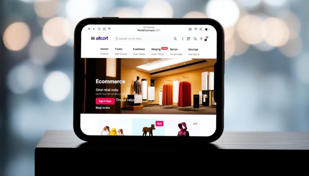 Generate an image of an e-commerce web application on a smartphone, showcasing a Qatari retail brand's online store.