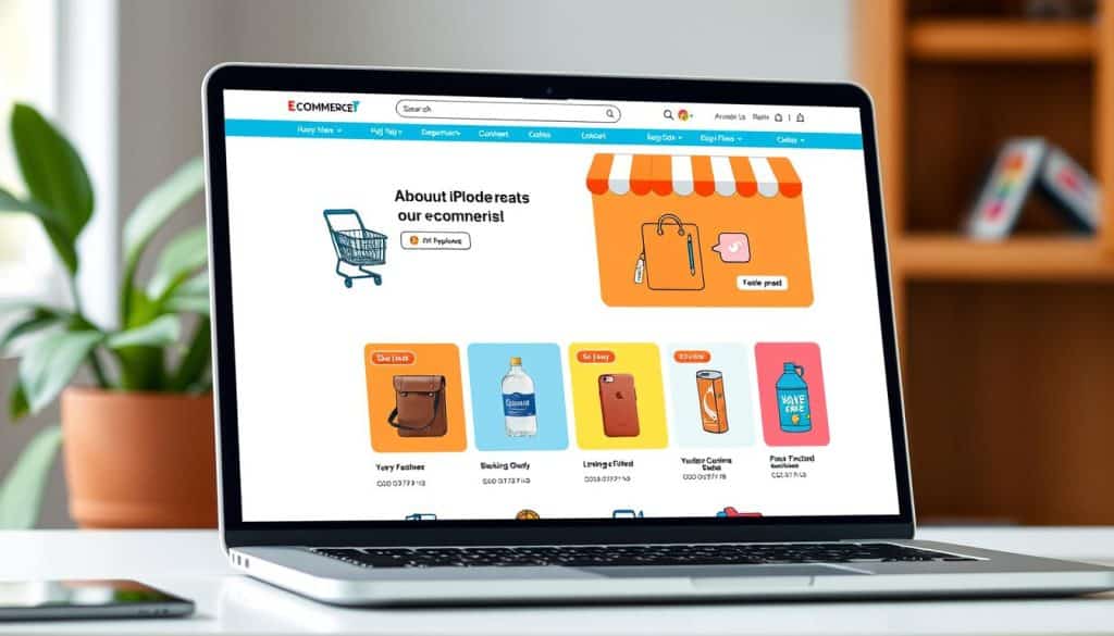 Generate an image of an e-commerce website on a laptop screen