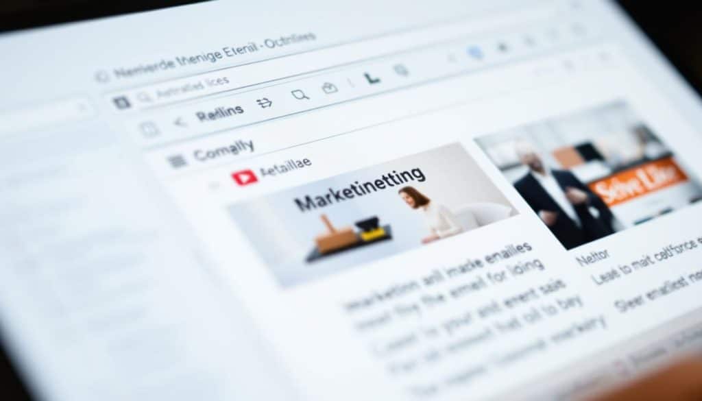 Generate an image of an email inbox with marketing emails highlighted.