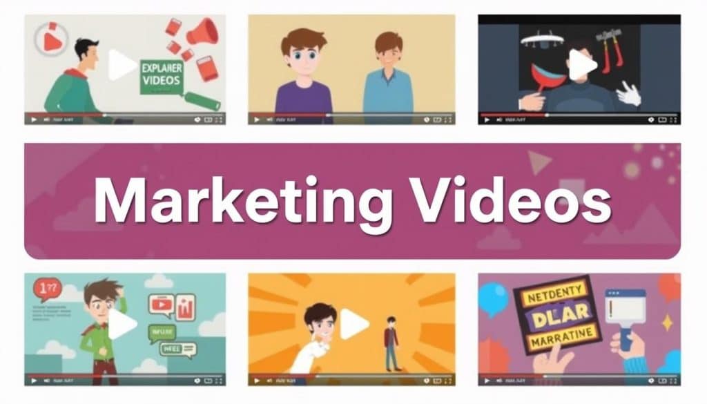 Generate an image of different types of marketing videos