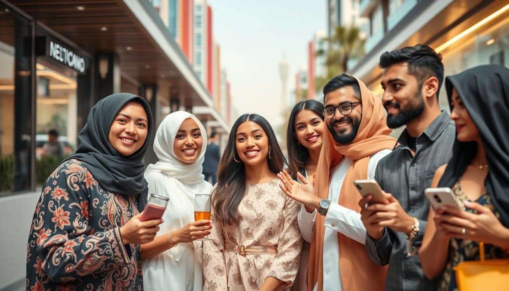 Generate an image of influencers promoting a brand in Qatar