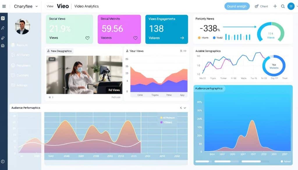 Generate an image of social media video analytics dashboard