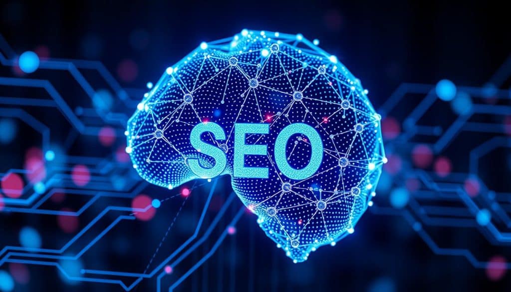 Generate an image representing AI and machine learning in SEO