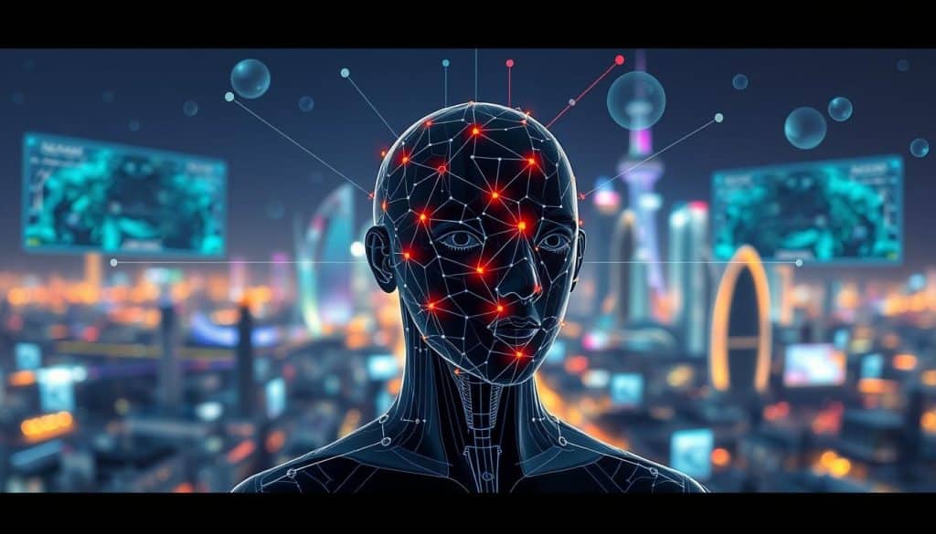 Generate an image representing AI integration in Qatar's social media landscape