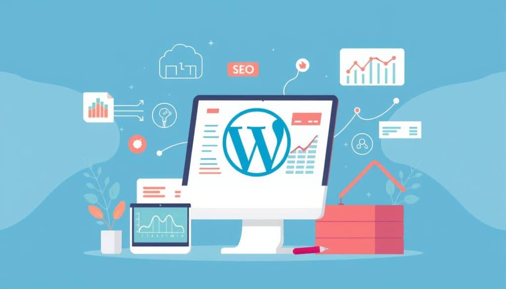 Generate an image representing AI-powered SEO tools for WordPress. Generate an image representing AI-powered SEO tools for WordPress.