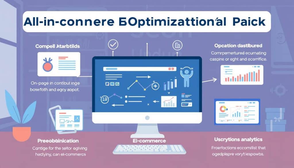 Generate an image representing All in One SEO Pack e-commerce optimization features