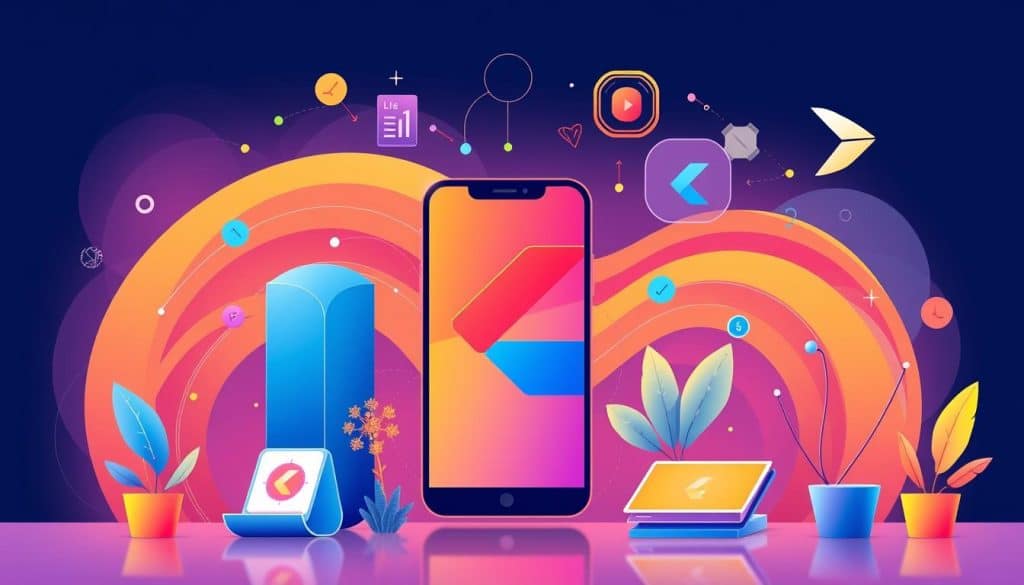 Generate an image representing Flutter framework for mobile apps