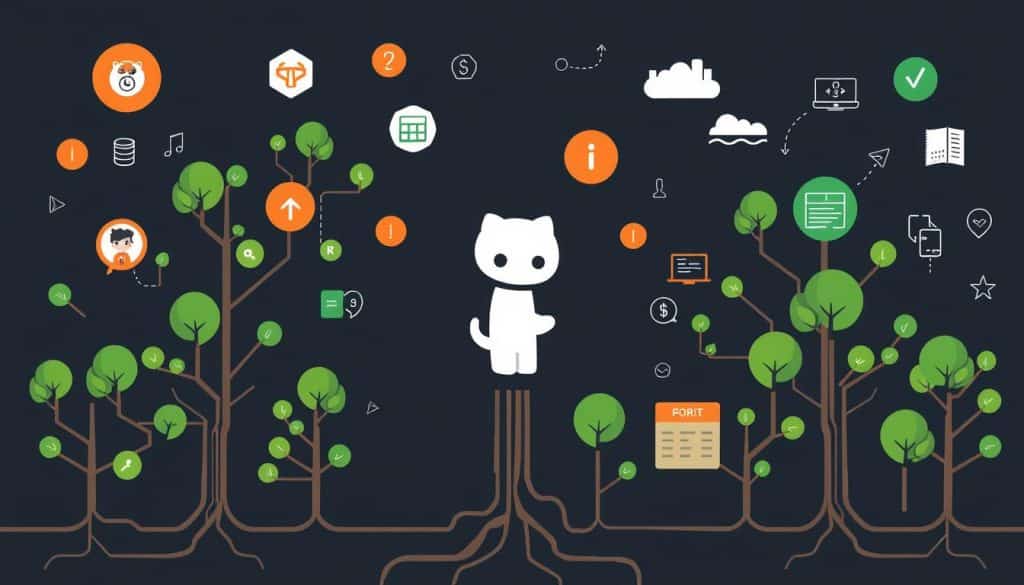 Generate an image representing Git and GitHub