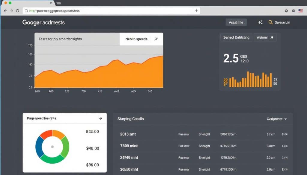 Generate an image representing Google's PageSpeed Insights tool in action, analyzing a website's performance.