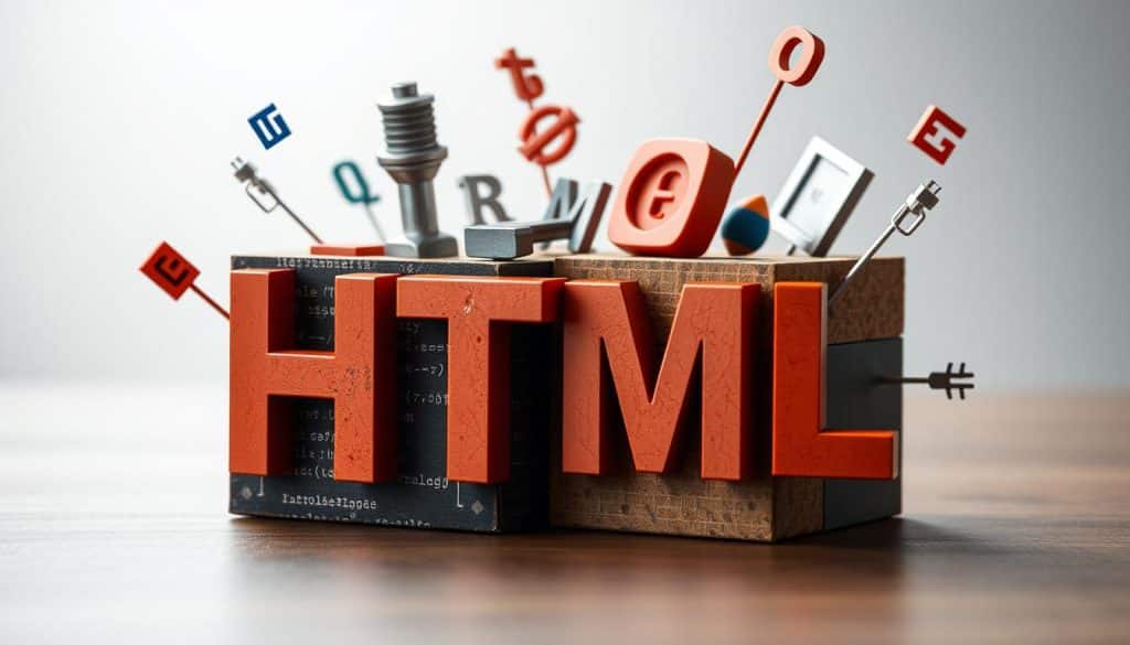 Generate an image representing HTML as the foundation of a website.