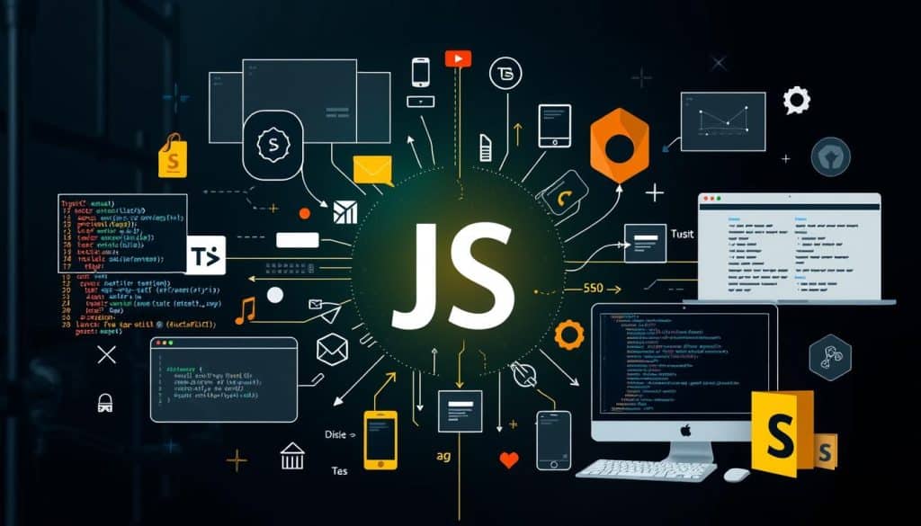 Generate an image representing JavaScript's versatility in web development