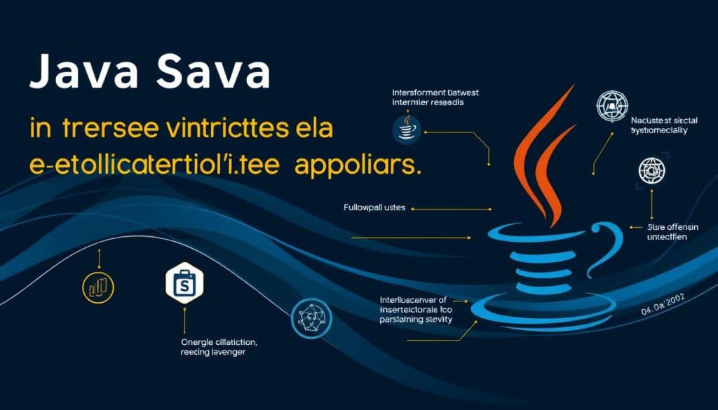 Generate an image representing Java's role in enterprise application development