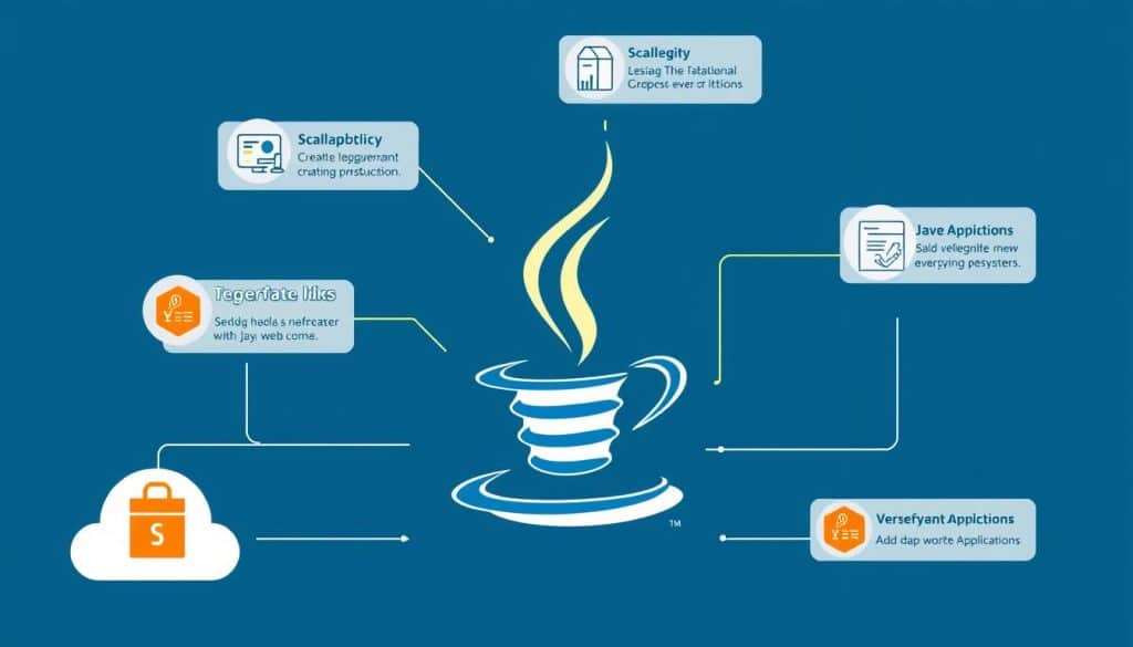 Generate an image representing Java's role in enterprise web development