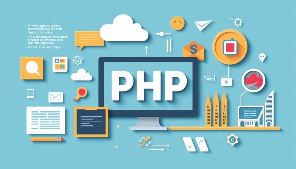 Generate an image representing PHP web app development services in Qatar
