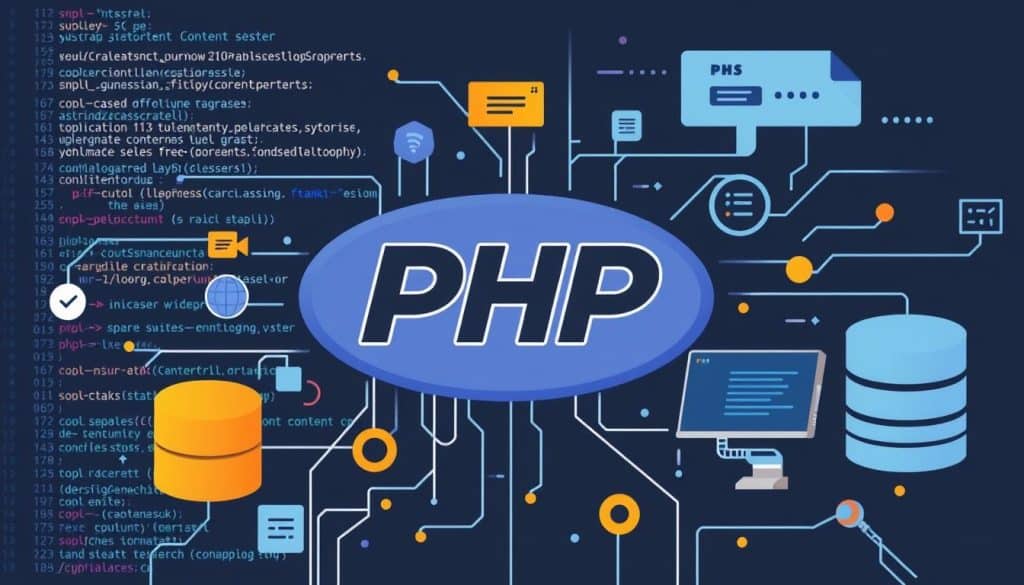 Generate an image representing PHP's role in content management systems.