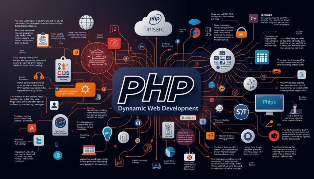 Generate an image representing PHP's role in dynamic web development