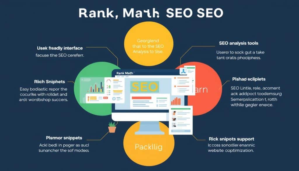 Generate an image representing Rank Math SEO plugin features