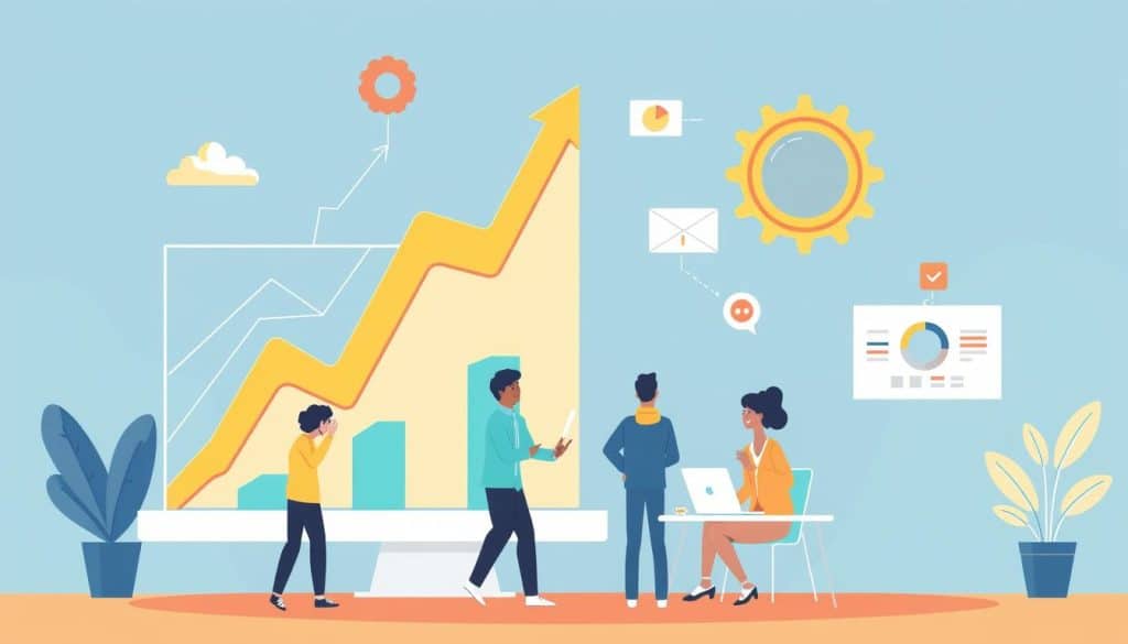 Generate an image representing SEO services, such as a graph showing increased website traffic or a team optimizing a website.