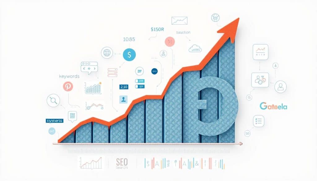Generate an image representing SEO, such as a graph showing improved search engine rankings. Generate an image representing SEO, such as a graph showing improved search engine rankings.