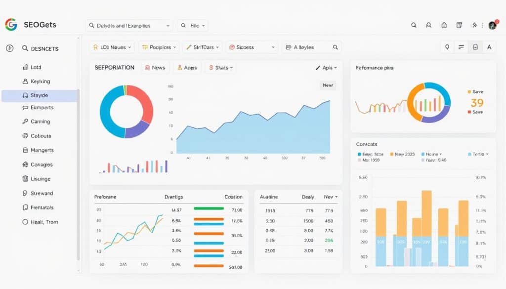 Generate an image representing SEOGets SEO tool dashboard