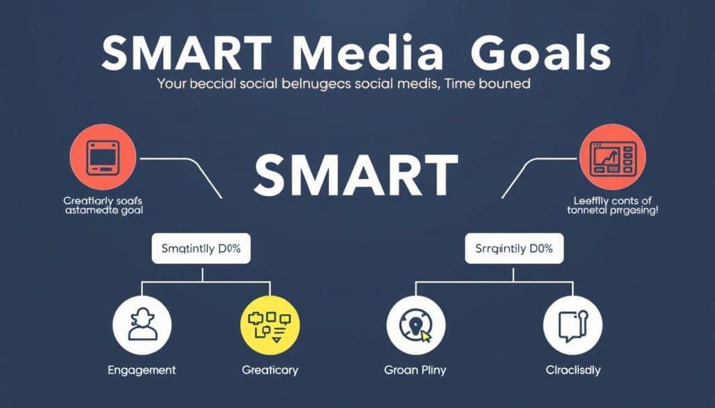 Generate an image representing SMART social media goals for businesses in Qatar