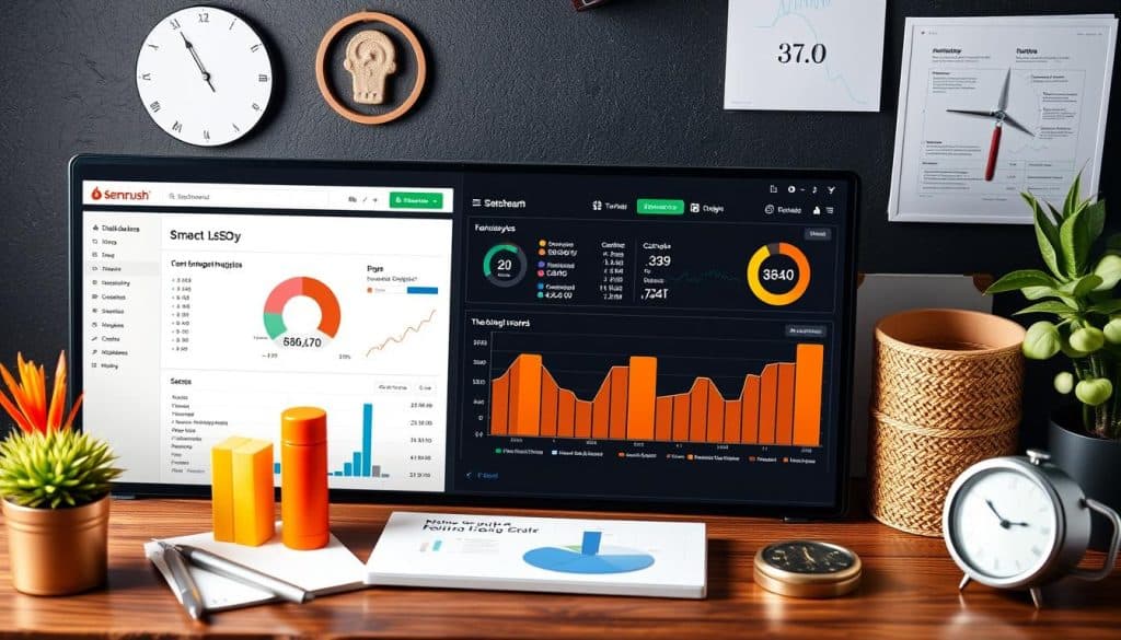 Generate an image representing Semrush's dashboard or a related SEO concept.
