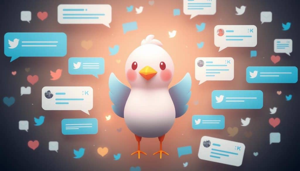 Generate an image representing Twitter's real-time engagement capabilities, such as a graphic with a Twitter bird surrounded by instant messaging elements or a screenshot of a live tweet conversation.