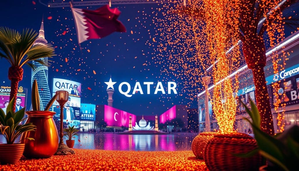 Generate an image representing a Qatari brand standing out in a crowded digital landscape