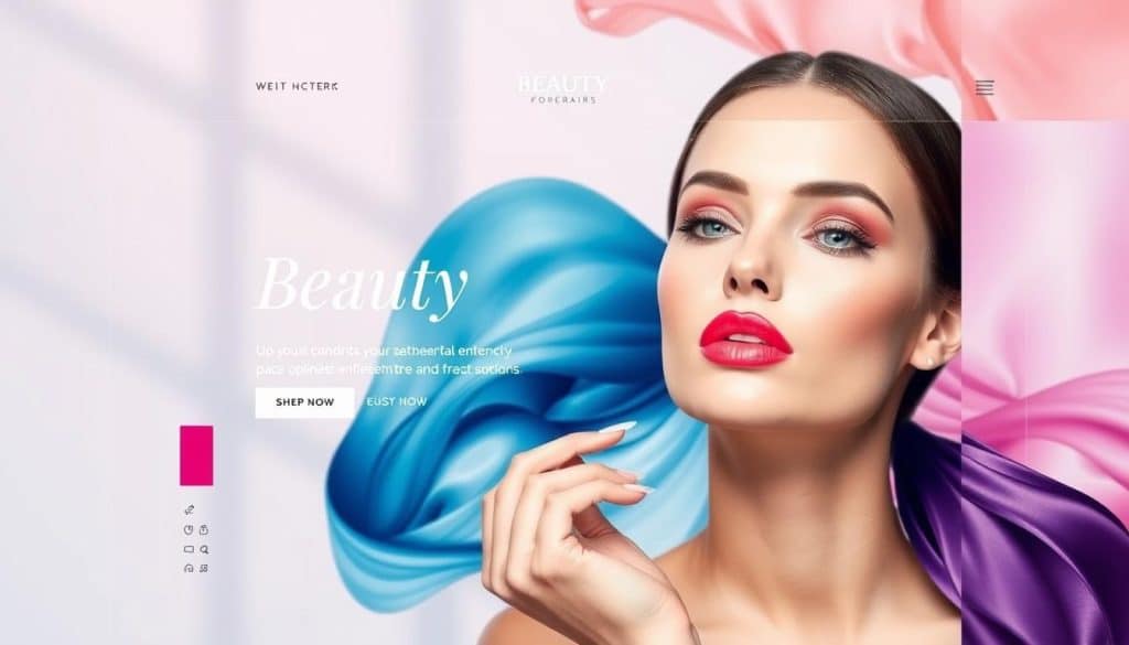 Generate an image representing a beauty website with optimized elements