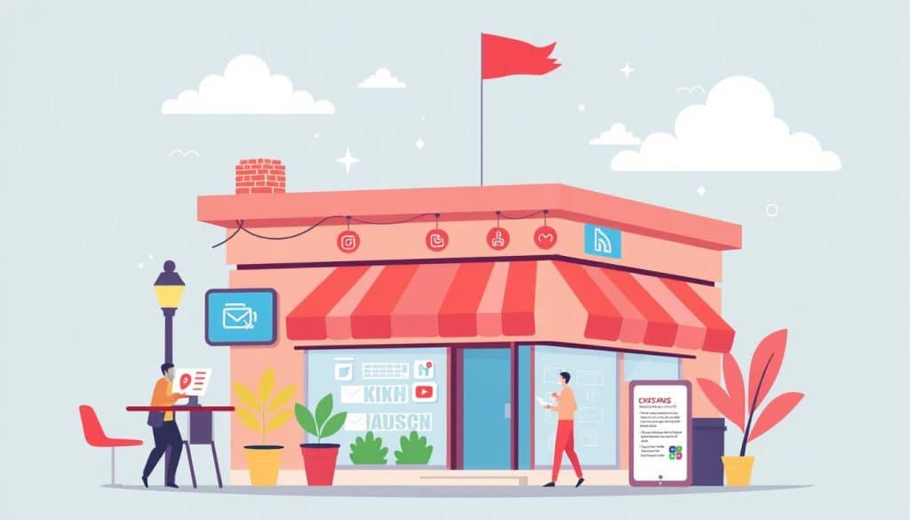 Generate an image representing a business in Qatar leveraging social media consulting to enhance its brand presence.