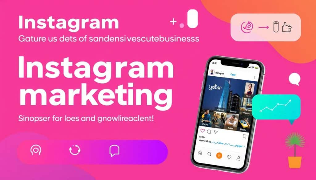 Generate an image representing a comprehensive Instagram marketing service for businesses in Qatar.