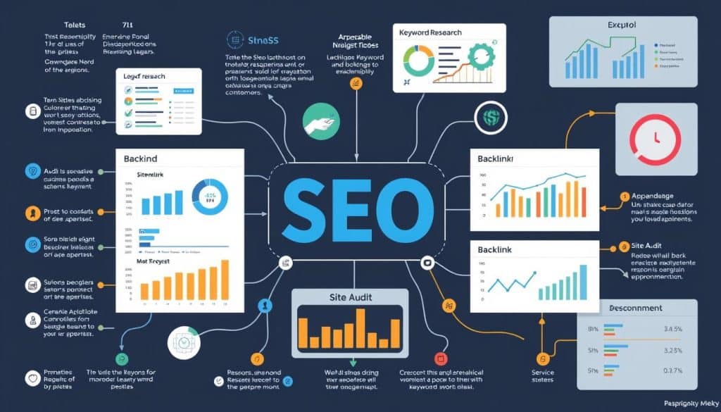 Generate an image representing a comprehensive SEO analysis